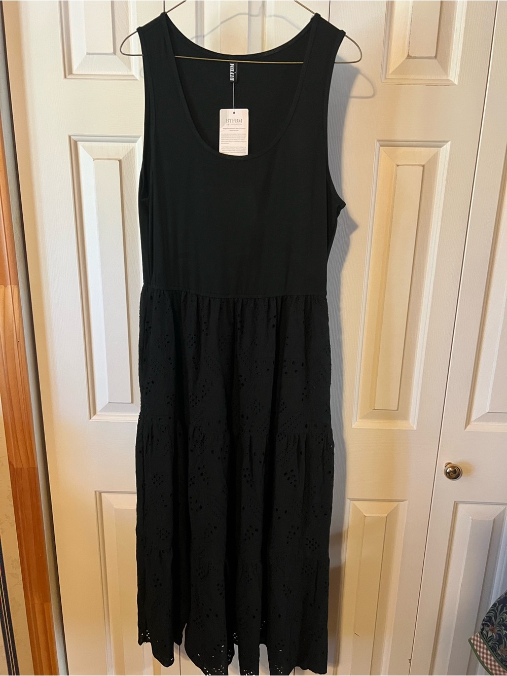Sleeveless Black Eyelet Tiered Maxi Dress
